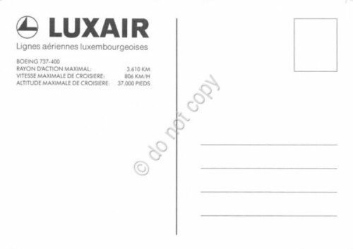 Cartolina aereo Boeing 7373 Luxair