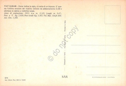 Cartolina Aereo Fiat G59 48 | Immagine Gallery 2
