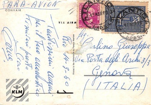 Cartolina Aereo KLM De vliegende Hollander 1960