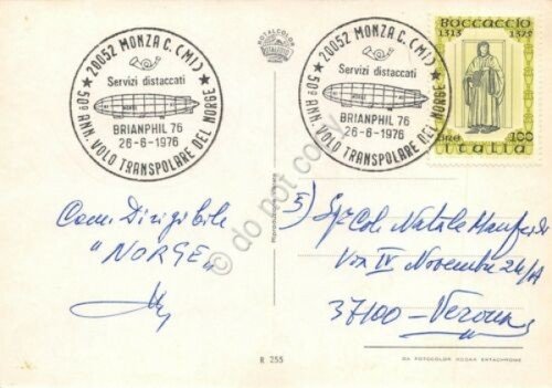 Cartolina Aereo militare timbro filatelico Volo transpolare del Norge 1976 | Immagine Gallery 2