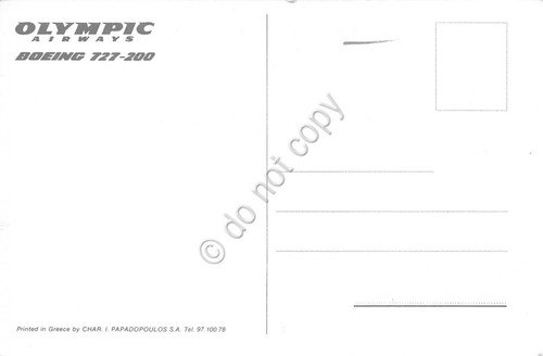 Cartolina Aereo Olimpic Airways Boeing 727 200 | Immagine Gallery 2