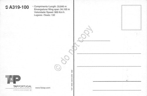 Cartolina aereo Tap Portugal A319 100