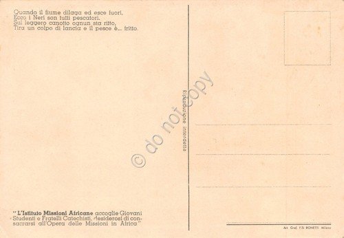 Cartolina Africa Cristiana Serie IV Caccia e pesca N. 7 …