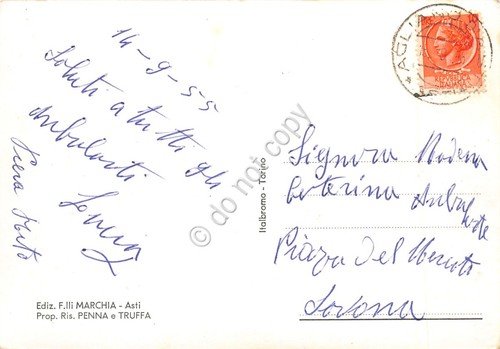 Cartolina Agliano d'Asti La Sorgente interno della fonte 1955