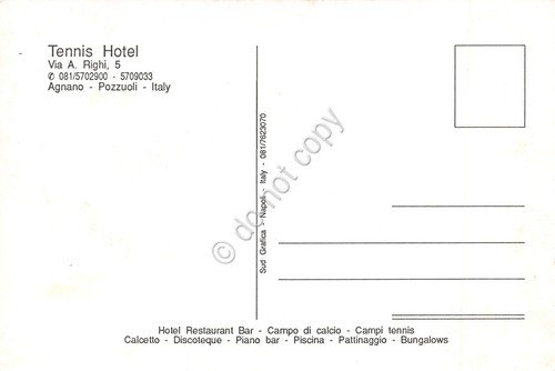Cartolina Agnano Pozzuoli Tennis Hotel piscina anni '80