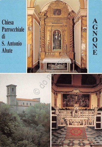 Cartolina Agnone Chiesa S. Antonio Abate vedute varie anni '70