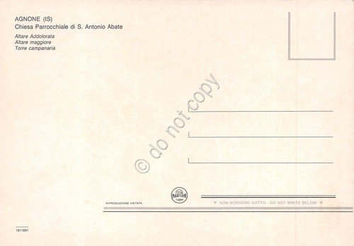 Cartolina Agnone Chiesa S. Antonio Abate vedute varie anni '70