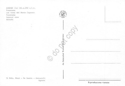 Cartolina Agnone panorama con Monte Cepraro anni '70 | Immagine Gallery 2