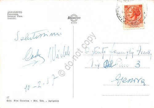 Cartolina Agrigento panorama 1957 | Immagine Gallery 2