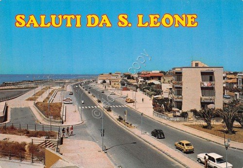 Cartolina Agrigento S. Leone Lungomare Akragas case auto anni '90 | Immagine principale