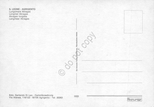 Cartolina Agrigento S. Leone Lungomare Akragas case auto anni '90 | Immagine Gallery 2
