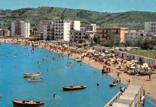 Cartolina Agropoli Lido Azzurro spiaggia case alberghi stabilimenti anni '80