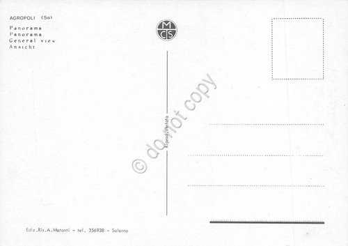 Cartolina Agropoli Panorama con bandiere anni '80