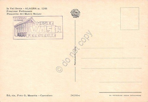 Cartolina Alagna Frazione Pedemonte Piazzetta al Museo Walzer | Immagine Gallery 2
