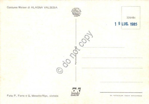 Cartolina Alagna Valsesia Costumi tradizionali (Vercelli) | Immagine Gallery 2
