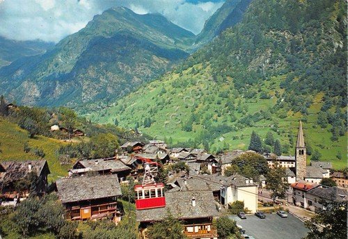 Cartolina Alagna Valsesia panorama e funivia per Bocchetta delle Pisse … | Immagine principale