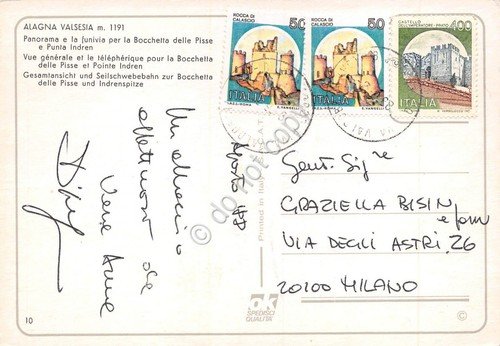 Cartolina Alagna Valsesia panorama e funivia per Bocchetta delle Pisse … | Immagine Gallery 2