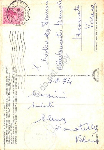 Cartolina Alassio Cappella Stella Maris animata 1974 (Savona)