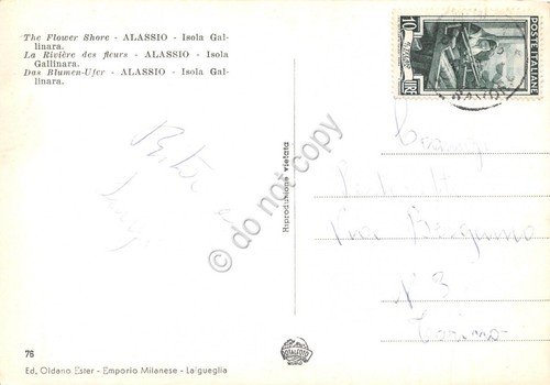 Cartolina Alassio Isola Gallinara anni '50 (Savona)