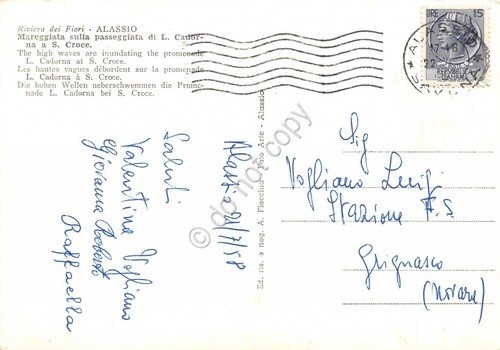 Cartolina Alassio mareggiata su passeggiata Cadorna a S. Croce colorata … | Immagine Gallery 2