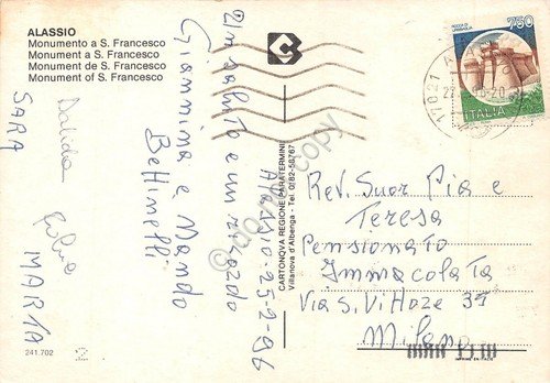 Cartolina Alassio Monumento a San Francesco 1996 (Savona) | Immagine Gallery 2