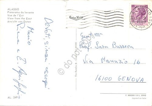 Cartolina Alassio Panorama da Levante 1969 condominio strada