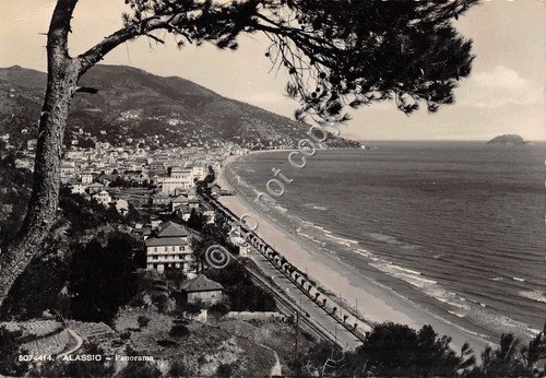 Cartolina Alassio panorama dall'alto 1949 (Savona) | Immagine principale