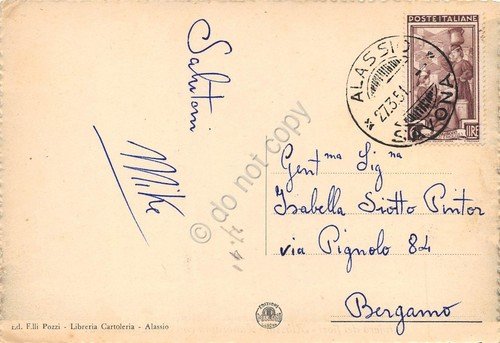 Cartolina Alassio Panorama dall'alto Isola Gallinara 1951 | Immagine Gallery 2