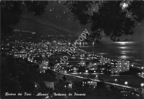 Cartolina Alassio panorama notturno by night anni '50 NVG (Savona) | Immagine principale