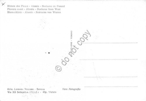 Cartolina Alassio panorama notturno by night anni '50 NVG (Savona)