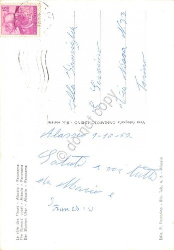 Cartolina Alassio panorama paese 1962 | Immagine Gallery 2