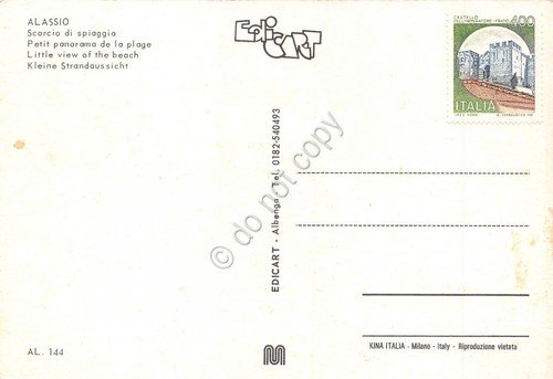 Cartolina Alassio Panorama parziale spiaggia animata stabilimenti balneari