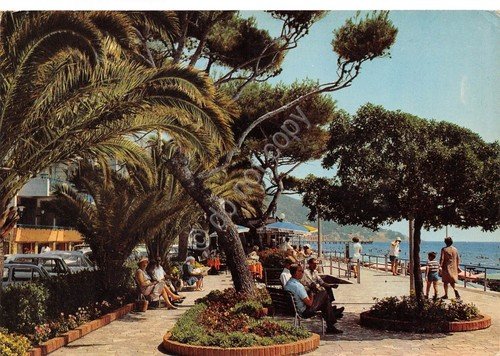 Cartolina Alassio Passeggiata a mare animata timbro Hotel Mediterranee 1980 | Immagine principale