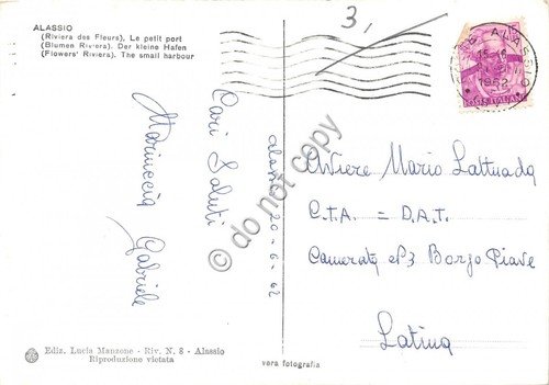 Cartolina Alassio porticciolo barche 1962 VG (Savona)