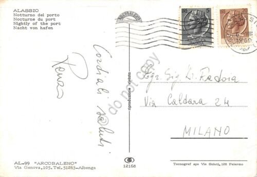Cartolina Alassio Porto Notturno 1969 (Savona)