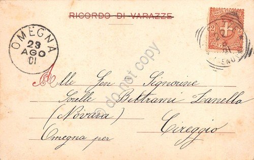 Cartolina Alassio Ruderi di un antico castello 1901 Ed Modiano