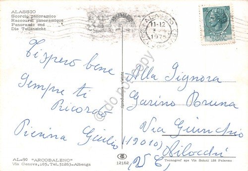 Cartolina Alassio scorcio panoramico ferrovia 1975 | Immagine Gallery 2