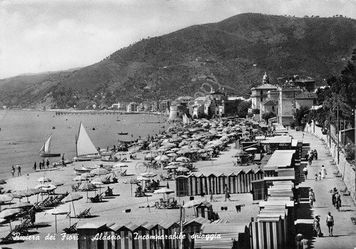 Cartolina Alassio spiaggia 1951 | Immagine principale