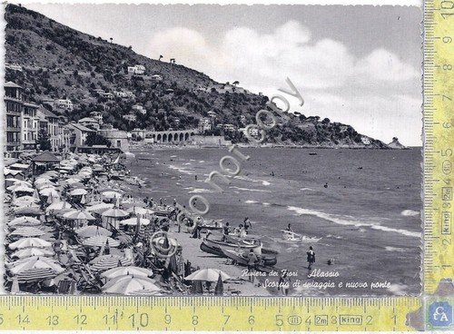 Cartolina Alassio Spiaggia Nuovo Ponte 1958 (Savona)