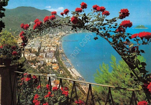 Cartolina Alassio Spiaggia panorama da Ponente 1995