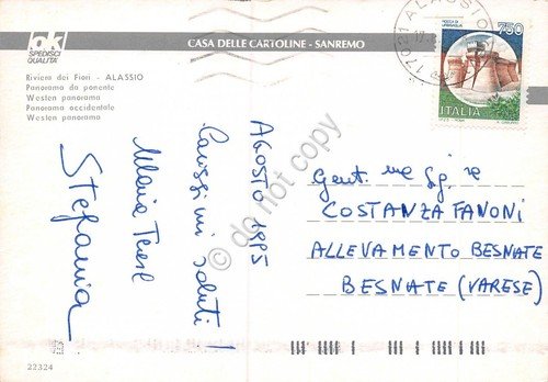 Cartolina Alassio Spiaggia panorama da Ponente 1995