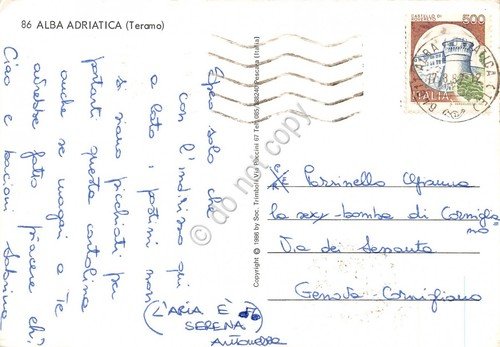 Cartolina Alba Adriatica veduta con Pin up illustrata (Teramo) | Immagine Gallery 2