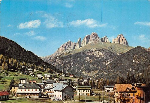 Cartolina Alba di Canazei Panorama Sassolungo 1979 | Immagine principale