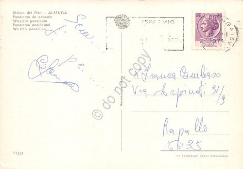 Cartolina Albenga panorama da ponente 1971 (Savona)