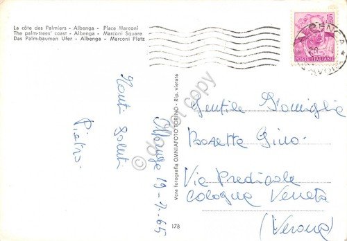 Cartolina Albenga Piazza Marconi 1965 | Immagine Gallery 2