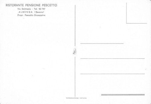 Cartolina Albenga Ristorante Pescetto sala da pranzo