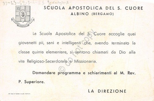 Cartolina Albino Bergamo scuola apostolica veduta generale illustrata pubblicit