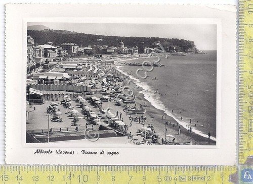 Cartolina Albisola la spiaggia 1951 (Savona)