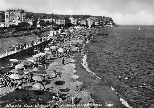 Cartolina Albissola Capo Spiaggia verso Capo 1954 | Immagine principale