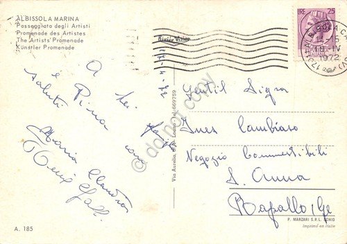 Cartolina Albissola Marina passeggiata degli Artisti 1972 (Savona)